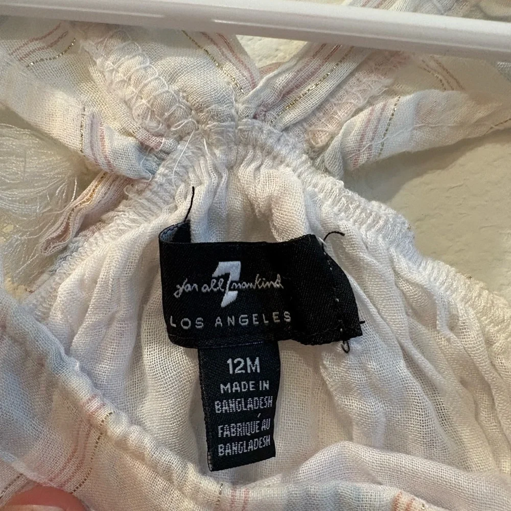 7 For All Mankind Baby Girl Pastel Stripe Ruffle Top 12M